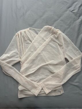 Sheer Wrap-Style Long Sleeve Top